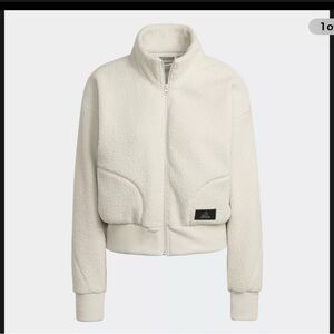 NWT Adidas Holidayz Sherpa cream bomber jacket L Large